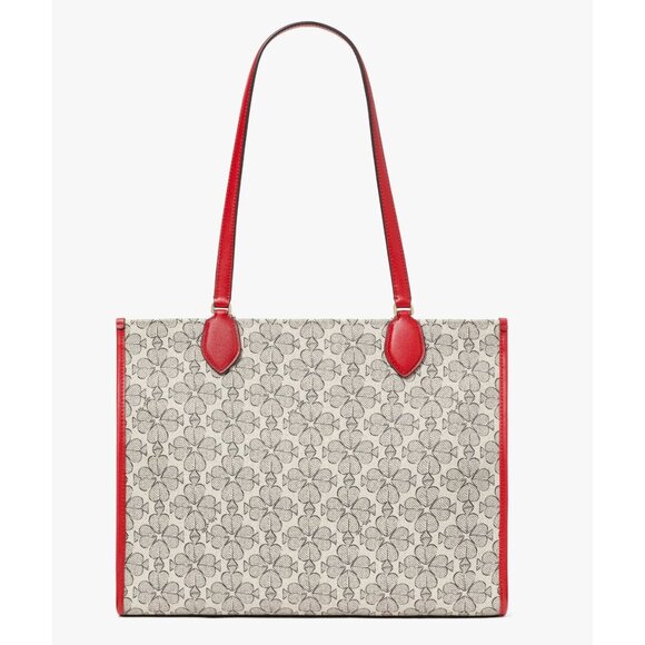 New Kate Spade Spade Flower Coated Canvas Large Market Tote Cherry Rose - Picture 6 of 6
